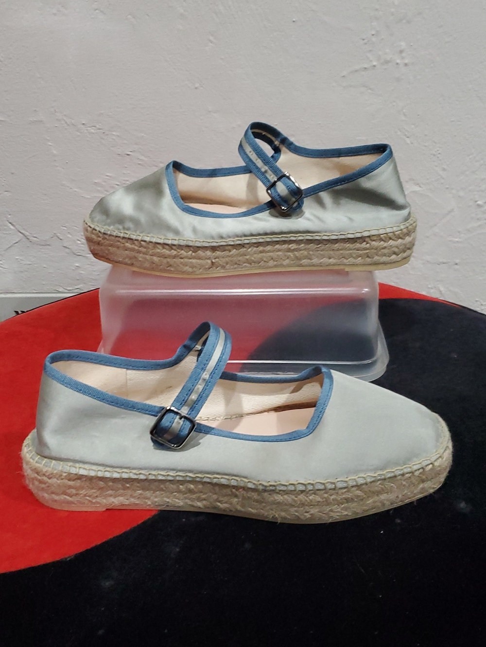 Maeve by Anthropologie Blue Satin Mary Jane Espadrille Flats - Size EU 42 US 11